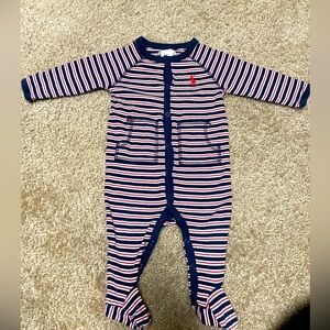 Ralph Lauren Striped Cotton Footed Coverall- pre owned